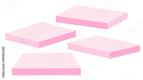 Pink gift box isolated on white background with memo note and business message design elements