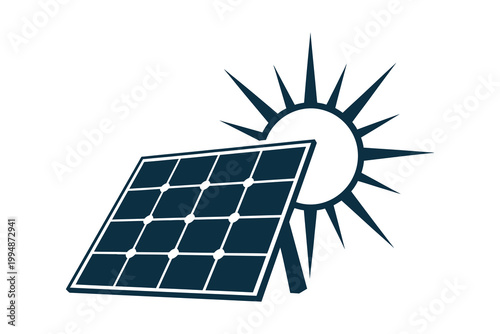 Solar panel with sun icon renewable energy illustration