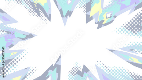 アメコミ風の明るい爆発が広がる背景イラスト_青_16:9