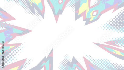 アメコミ風の明るい爆発が広がる背景イラスト_赤_16:9