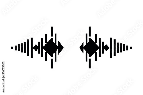 Symmetrical sound waveforms a minimalist black and white graphic