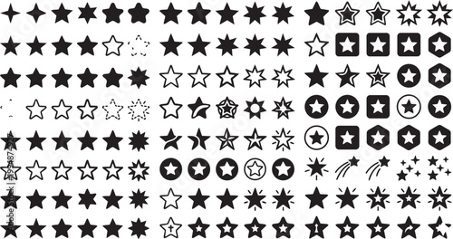 Star Icons Collection in Different Shapes Minimal Vector Silhouette
