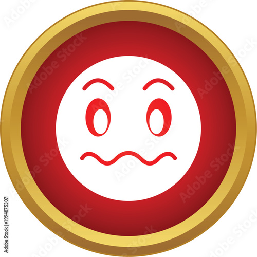 Red circular emoji icon showing a bewildered or confused expression