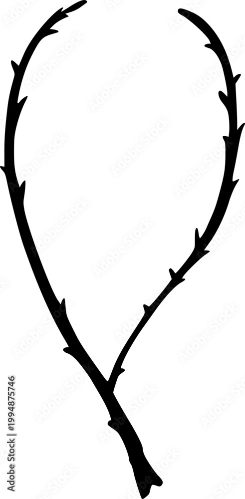 Fototapeta premium Thorn Silhouette: An intricate silhouette of a thorny branch against a simple background, evoking a sense of raw, untamed beauty.