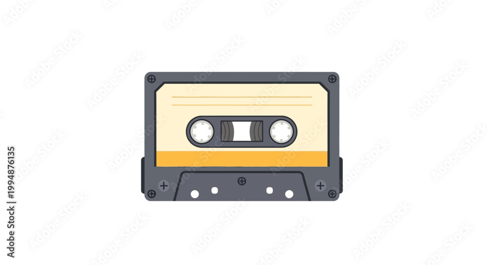 Naklejka premium Retro audio cassette design with yellow and black details