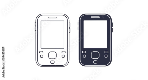 Retro mobile phone symmetry in minimalist outline and bold design
