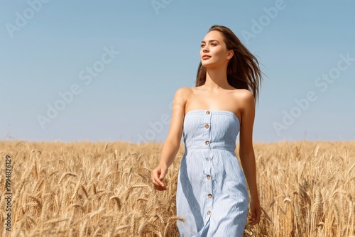 Young Man Stands With Hands in Pockets, Wearing Light Shirt and Shorts Agains...