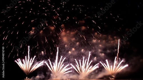 Colorful fireworks exploding against a dark night sky abstract display