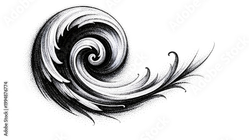 Abstract Nautical Spiral Dotwork Illustration