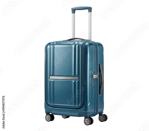 Blue Modern Suitcase for Travel Isolated on White