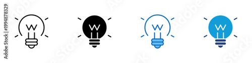 Idea Solution Multiple Style Icon Design Vector - Light bulb representing idea generation, problem solving, and creative thinking process