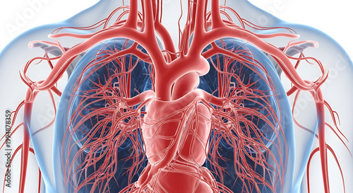 A detailed illustration of the human respiratory and circulatory system