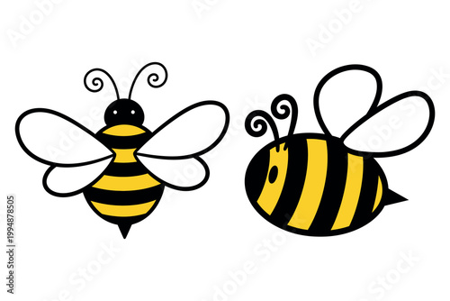 Two cartoon bees a whimsical illustration of buzzing insects