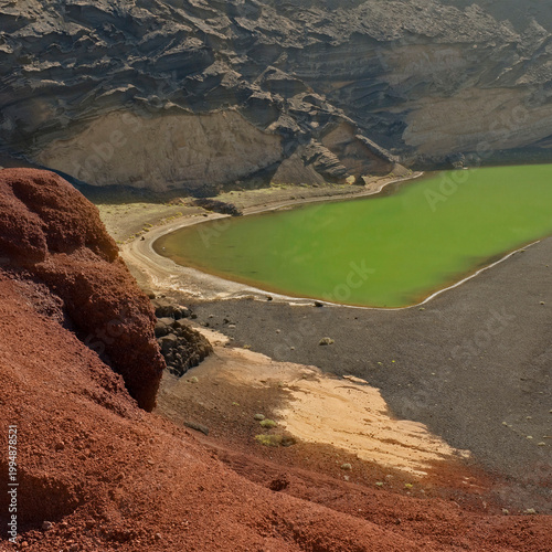 Green lagoon El Golfo, Lanzerote, Spain