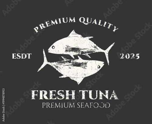 Photography Vector banner with two tunas on theme of marine animals and ocean life