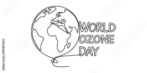 World ozone day greeting with earth illustration, simple line art style
