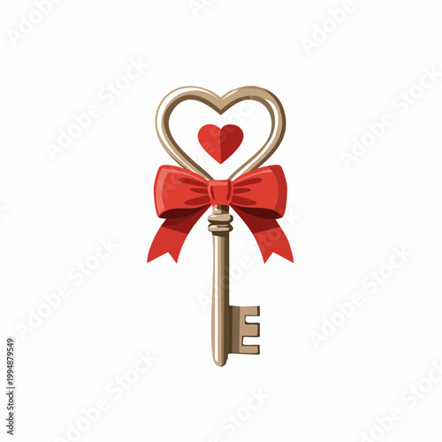 Heart Shaped Key with Red Bow