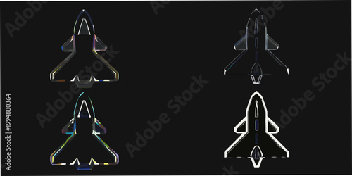Four views of a modern fighter jet rendered in different color schemes