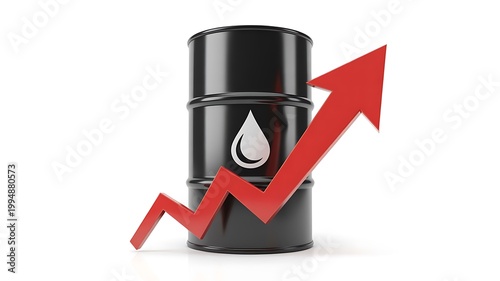 Oil barrel, rising graph, energy prices, financial growth