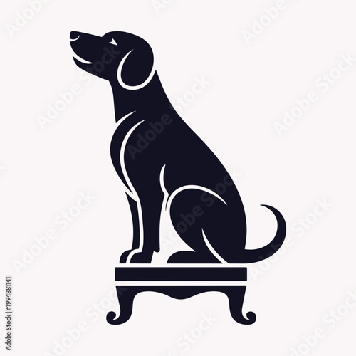 Noble sitting dog statue silhouette vector traditional decorative dog sculpture illustration design