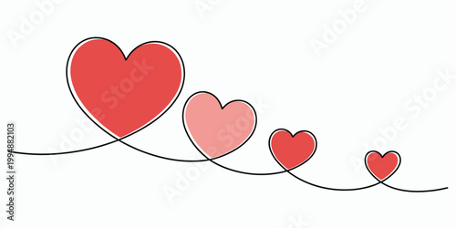 Gradient Hearts Connected by a Single Line love romance