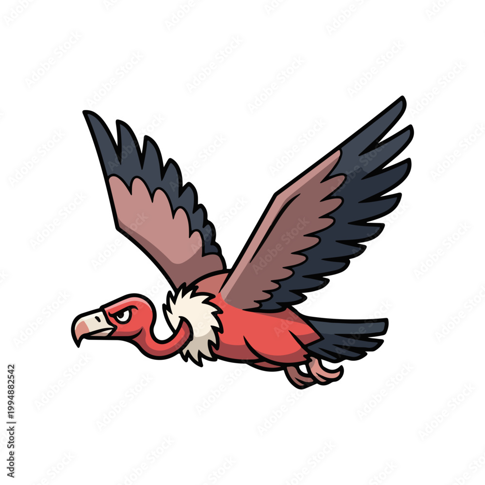 Fototapeta premium Flying Cartoon Vulture Vector Illustration