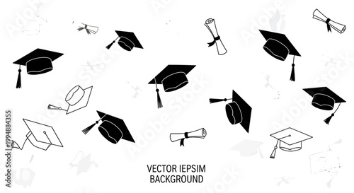Graduation caps and diplomas icons set on white background academic symbols for education graduation and achievement concepts