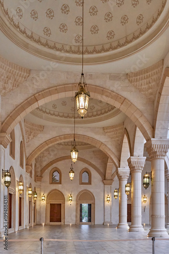 Elegant Arches and Lanterns in Sheikh Zayed Mosque Gallery, Fujairah, UAE