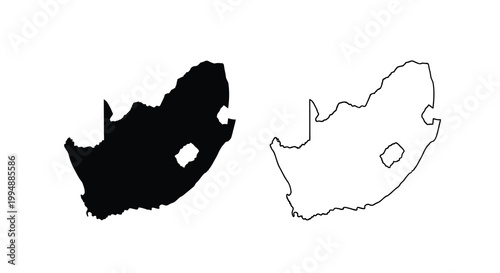 A contrasting depiction of south africa s geographical outline one solid black one white outline high quality professional