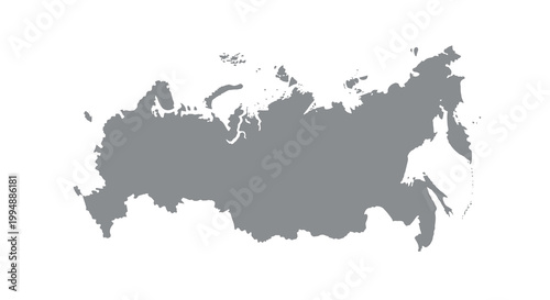 A grayscale silhouette depicts the geographical shape of russia showcasing its vast landmass and borders high quality professional