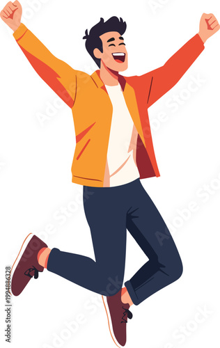 man jumping for joy in celebration – vector illustration