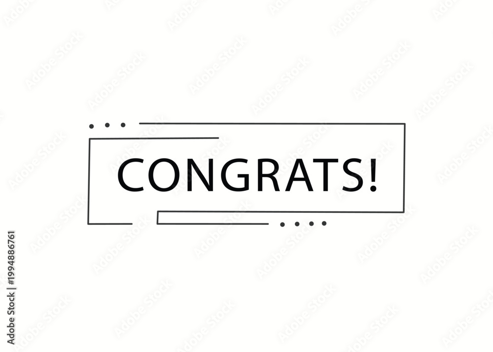 Fototapeta premium Congrats banner text on Linear badge illustration colorful. Editable template all elements eps.