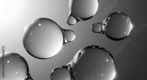 Close-up of clear water bubbles floating.