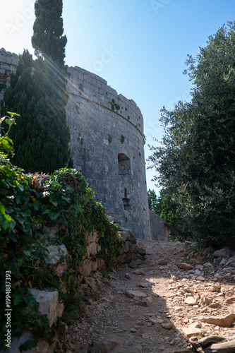 Ruins of an old fortress on the island of Lokrum, Croatia. 