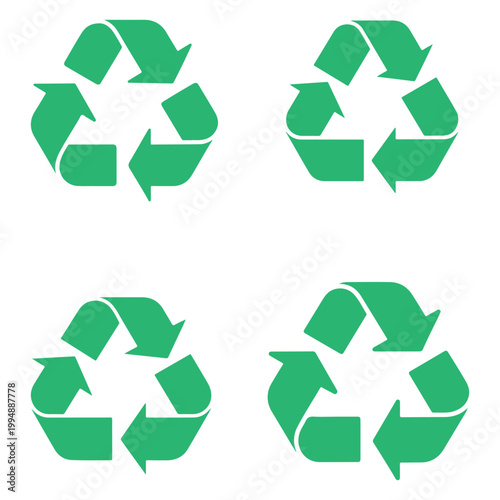 Minimalist Black Recycling Symbol with Three Arrows in Clean Geometric Vector Style