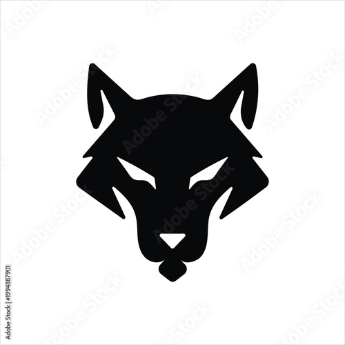 Minimalist Black Wolf Head Logo Silhouette