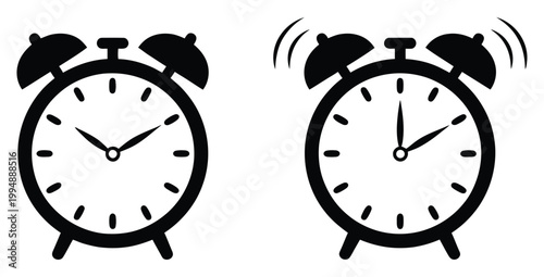Alarm clock vector icon, simple outline style, alarm clock ringing icon, minimal design symbol for time alerts, reminders, scheduling