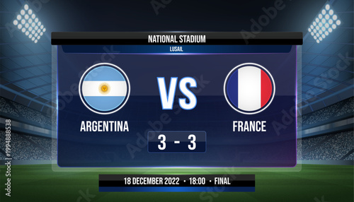 Argentina vs France final match scoreboard stadium template