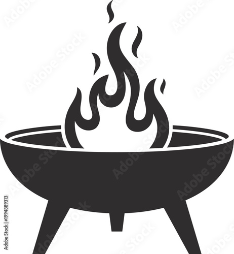 Silhouette of a fire pit with flames