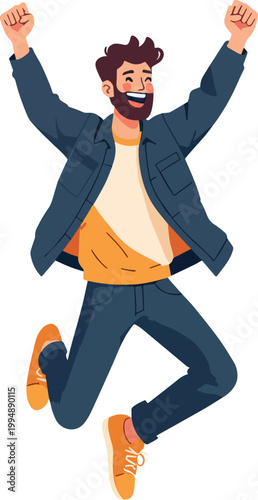 man jumping for joy in celebration – vector illustration