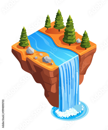 Φωτογραφία This serene isometric winter island features a lone polar bear walking across th