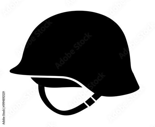 Tactical Military Combat Helmet Silhouette Vector Icon for Security Defense Force Army Equipment and Soldier Protection Gear Design Template