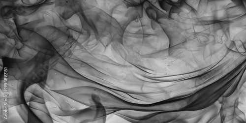 A close-up view of smoke on a black background. This image can be used for various purposes such as illustrating mystery, suspense, pollution, White Fabric on Black Background.