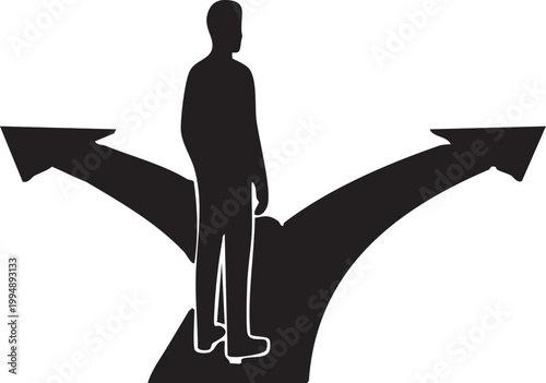 Choosing Between Two Paths Vector Silhouette for Success