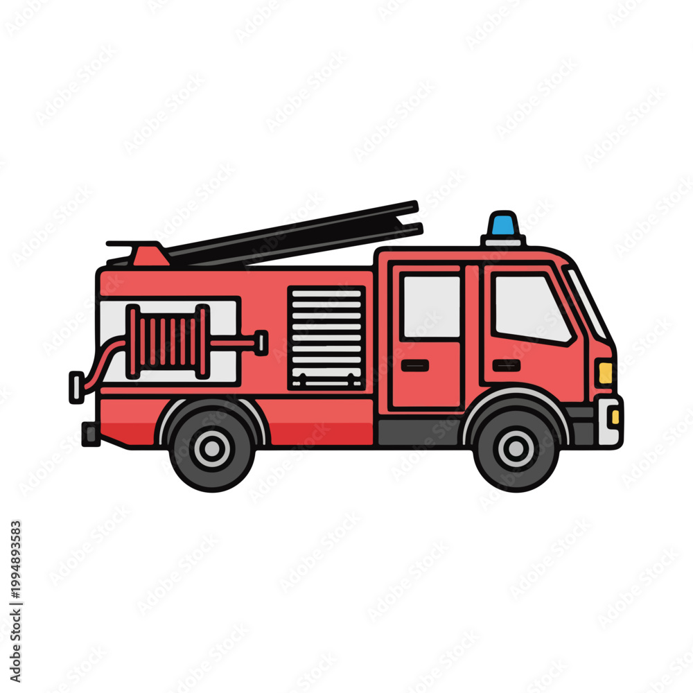 Fototapeta premium Red fire truck vector illustration