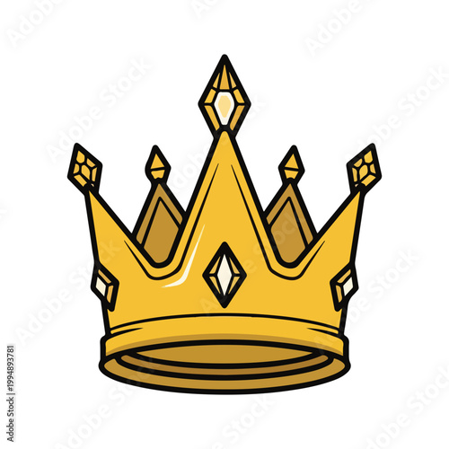 Golden Royal Crown with Diamonds Vector Illustration