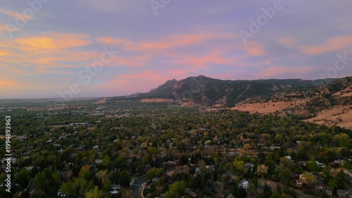 Sunrise with mountains and trees 