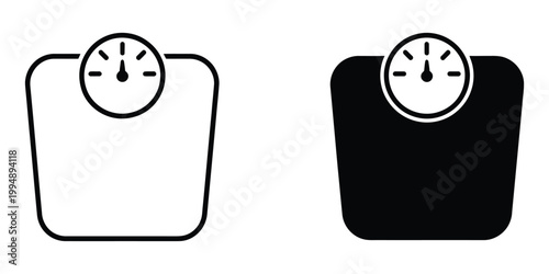 Bathroom weight scale icon in flat style, mass measurement vector illustration on isolated background, overweight sign business concept