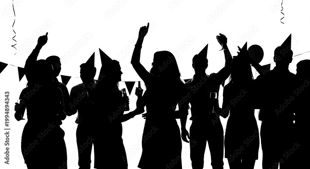 Fototapeta premium New Year's party silhouettes