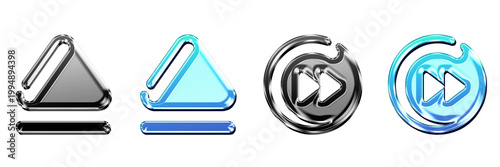 Bilde på lerret 3D rendered glass icon pack featuring eject and fast forward round